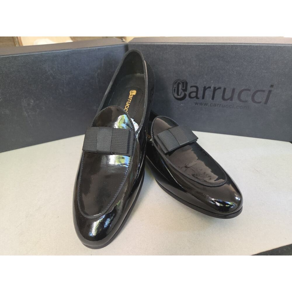 Carrucci Black Patent Leather Shoes With Bowtieus Loafers 10.5D - Picture 7 of 7